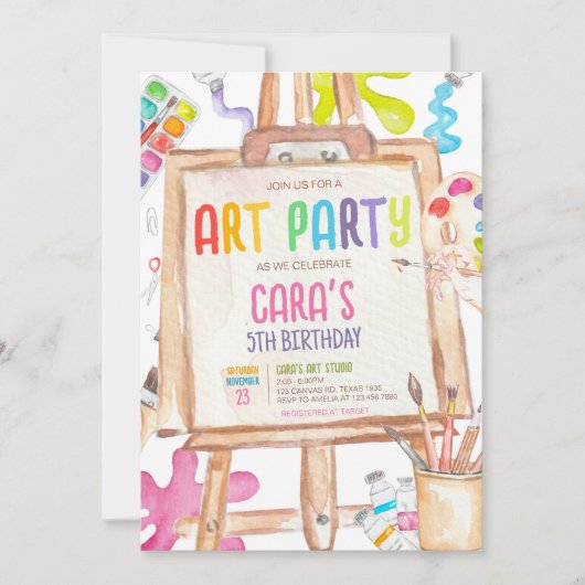 Kunstmalerei Geburtstagsparty Einladung (Vorderseite)