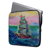 Kunstmalerei Öl Farbe barque Glück thailandabstra Laptopschutzhülle (Vorderseite Links)