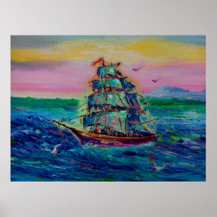 Kunstmalerei Öl Farbe barque Glück thailandabstra Poster