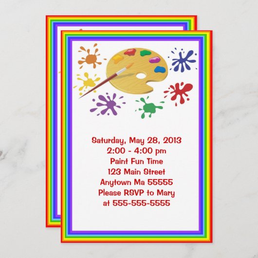 Kunstmalerei Party Geburtstag Einladung (Vorne/Hinten)
