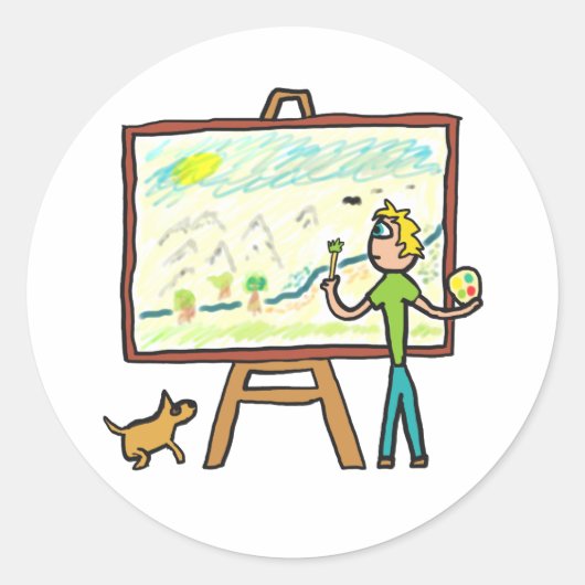 Kunstmalerei Runder Aufkleber (Vorderseite)