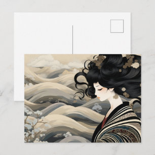 Kunstmode gestreiftes Muster Postkarte