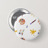 Kunstmuster auf Weiß Button (Vorne & Hinten)