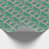 Kunstmuster der grünen und rosa Blumenlinie Geschenkpapier (Ecke)