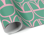 Kunstmuster der grünen und rosa Blumenlinie Geschenkpapier (Rolleneckpunkt)