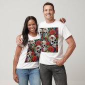 Kunstmuster für komplexe Skulls und Rose T-Shirt (Unisex)