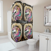 Kunstname Art Deco Regenbogen Glitter Einhorn Duschvorhang (Beispiel)