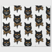 KUNSTNOUVEAU SCHWARZER CAT-Packpapier HALLOWEEN Geschenkpapier (Flach)