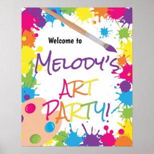 Kunstparty Farbige Malerei Geburtstagsbegrüßung Poster
