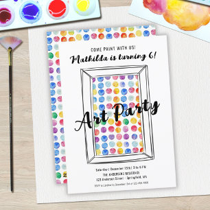 Kunstparty Regenbogen Tupfen Geburtstag Einladung