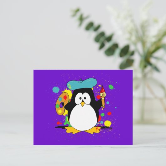 Kunstpinguin Postkarte (Stehend Vorderseite)