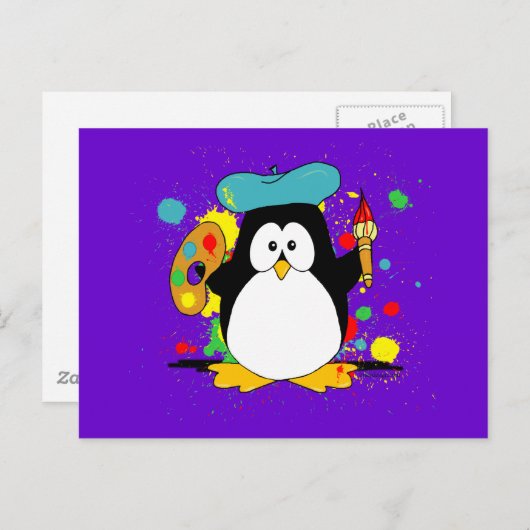 Kunstpinguin Postkarte (Vorne/Hinten)