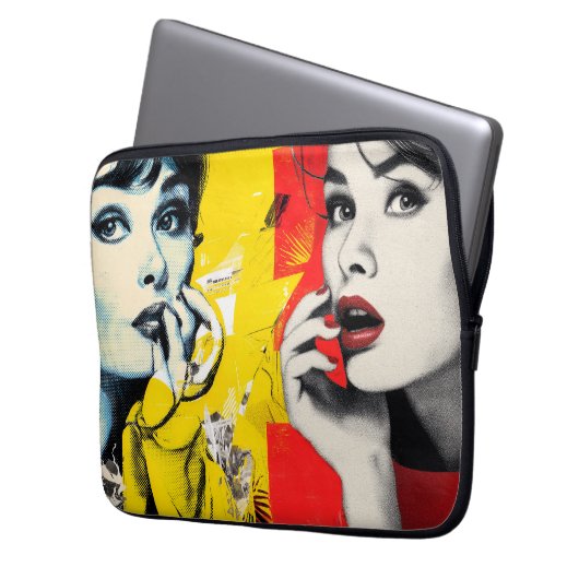 Kunstportrait mit zwei Pop Laptopschutzhülle (Vorderseite Links)