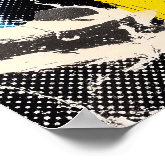 Kunstportrait mit zwei Pop Poster (Ecke)