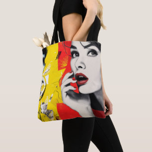 Kunstportrait mit zwei Pop Tasche