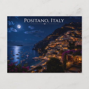 Kunstposter Amalfi-Küste Mondlicht Postkarte