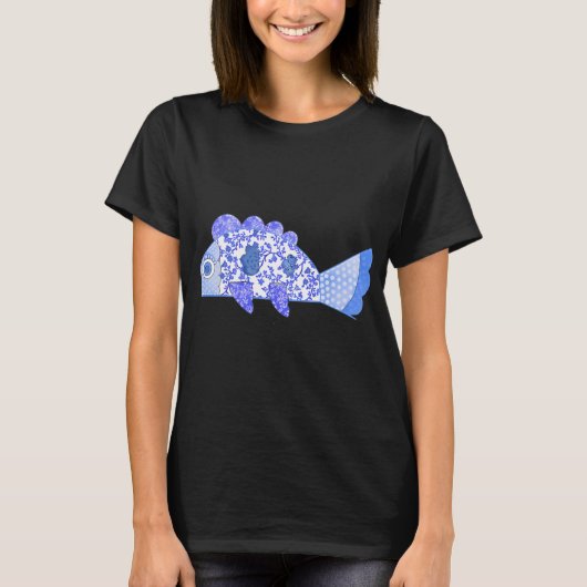 Kunstposter Blaue Fische T-Shirt (Vorderseite)