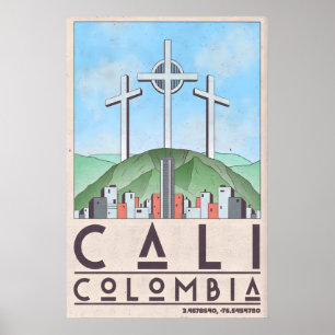 Kunstposter Cali Kolumbien im Vintage-Reisestil Poster