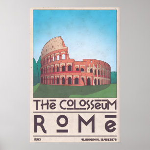 Kunstposter Kolosseum Rom, Vintage-Reiseposter Poster