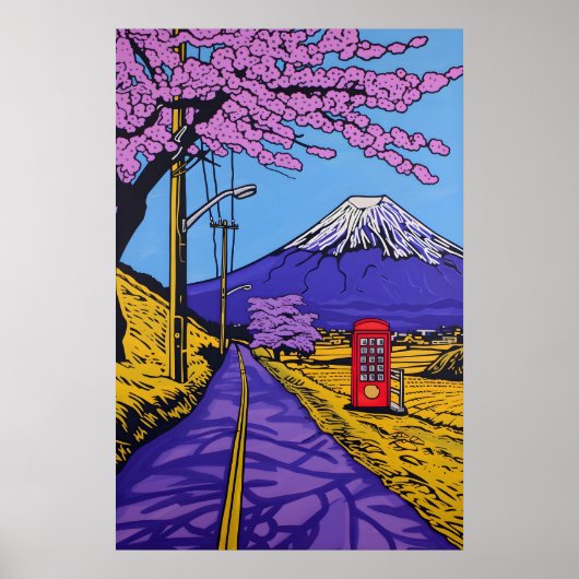 Kunstposter mit Kirschblüten am Fuji Modern Poster (Vorne)