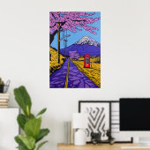 Kunstposter mit Kirschblüten am Fuji Modern Poster (Heimbüro)