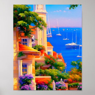 Kunstposter San Francisco Bay Segelboote Blumen Poster