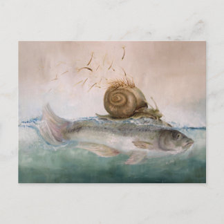 Kunstpostkarte, BaumSchneckenFisch Postkarte
