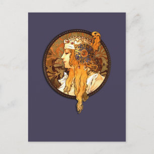 Kunstpostkarte im Jugendstil von Mucha Postkarte