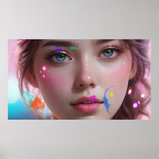 Kunstpotpourri AI Mädchen und Abstraktes Poster (Vorne)
