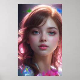 Kunstpotpourri Ein farbenfrohes Mädchen Poster