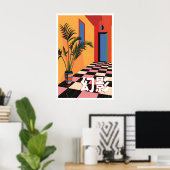 Kunstprint Geometrisch im Stil der Mitte des 20. J Poster (Heimbüro)