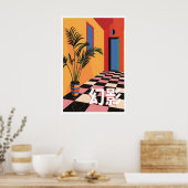 Kunstprint Geometrisch im Stil der Mitte des 20. J Poster (Küche)
