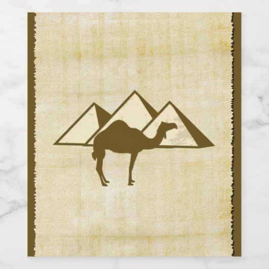 Kunstpyramiden und Kamel Weinetikett (Einzelnes Label)