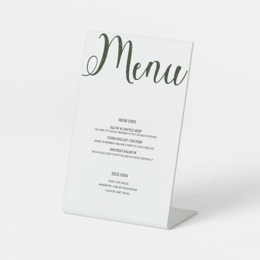 Kunstrasen auf der Speisekarte Sockelschild (Vorderseite)