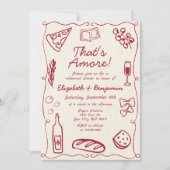 Kunstrasen Rotes Retro Italienisches Probe Abendes Einladung (Vorderseite)