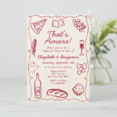 Kunstrasen Rotes Retro Italienisches Probe Abendes Einladung (Stehend Vorderseite)