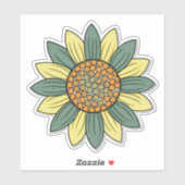 Kunstretro Sonnenblumen Illustration Kunst Aufkleber (Blatt)