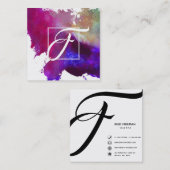 Kunstrosa Abstrakte Aquarellkunst Quadratische Visitenkarte (Vorne/Hinten)