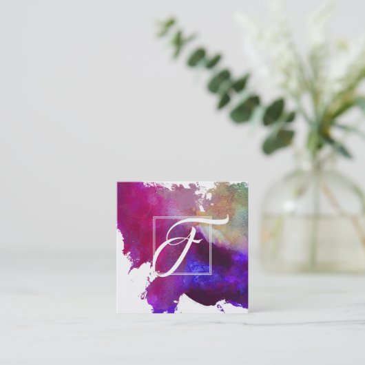 Kunstrosa Abstrakte Aquarellkunst Quadratische Visitenkarte (Stehend Vorderseite)