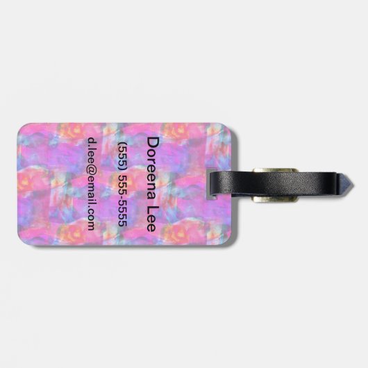 Kunstrosa, Blau, roter Beschaffenheitshintergrund Gepäckanhänger (Rückseite horizontal)