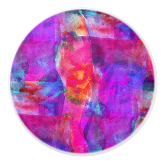 Kunstrosa, Blau, roter Beschaffenheitshintergrund Keramikknauf (Vorderseite)