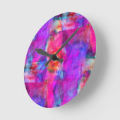 Kunstrosa, Blau, roter Beschaffenheitshintergrund Runde Wanduhr (Winkel)
