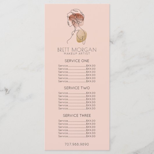 Kunstrosa der weiblichen Linie Künstlerisches Menü Menükarte (Vorderseite)