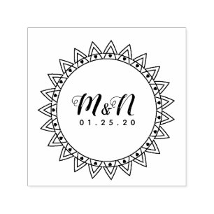 Kunstrunde der Hochzeitsloinlinie Hand Gezeichnet Permastempel