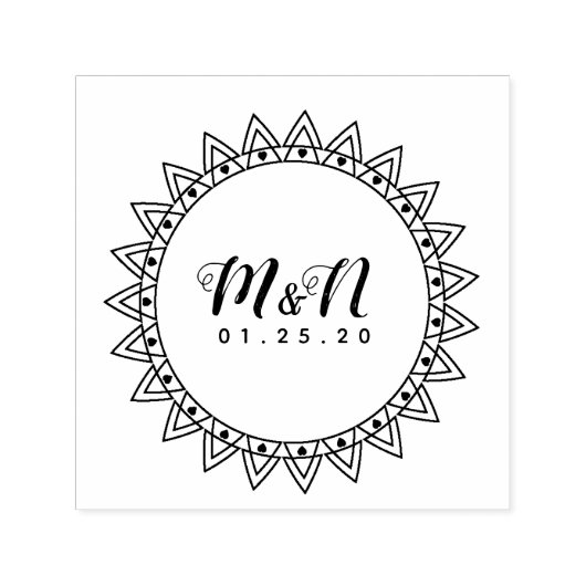 Kunstrunde der Hochzeitsloinlinie Hand Gezeichnet Permastempel (Design)