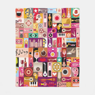 Kunstsammlung, musikalische Vintage Illustration.  Fleecedecke