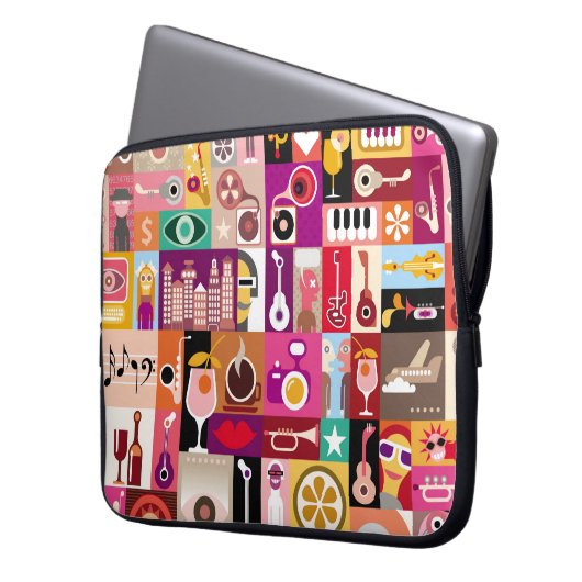 Kunstsammlung, musikalische Vintage Illustration. Laptopschutzhülle (Vorderseite Links)