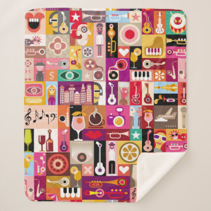 Kunstsammlung, musikalische Vintage Illustration.  Sherpadecke