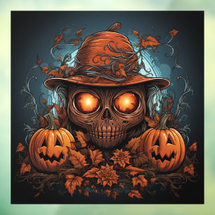 Kunstschädel und Jack-o-Lanterns Fensteraufkleber