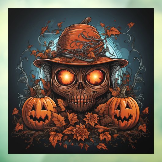 Kunstschädel und Jack-o-Lanterns Fensteraufkleber (Blatt 3)